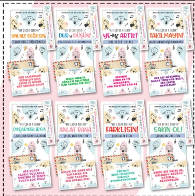 Çocuklar İçin Psikoloik Destek Serisi 8 Kitap - Ayraç ve Kartpostallı Özel Set