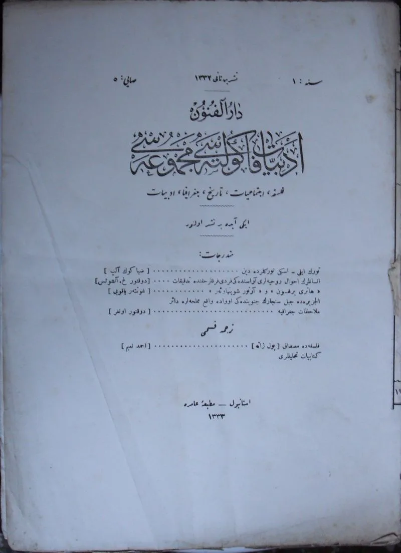 Darülfünun Edebiyat Fakültesi Mecmuası / Sayı: 5