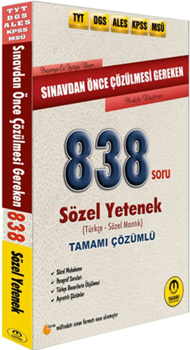 DGS-ALES-TYT Öncesi Çözülmesi Gereken 838 Sözel Yetenek Soru