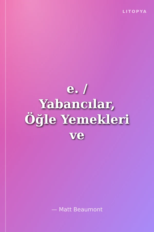 e. / Yabancılar, Öğle Yemekleri ve Kayıp İç Çamaşırlarının Romanı