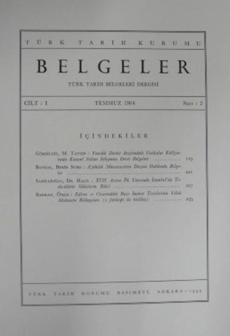 Edirne ve Civarındaki Bazı İmaret Tesislerinin Yıllık Muhasebe Bilançoları (Kod:11-B-26)