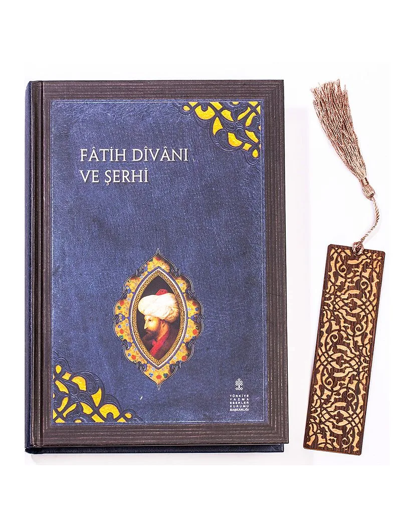 Fatih Divanı ve Şerhi (Ciltli) + Ahşap Ayraç - Lale - Rölyef Cevizli