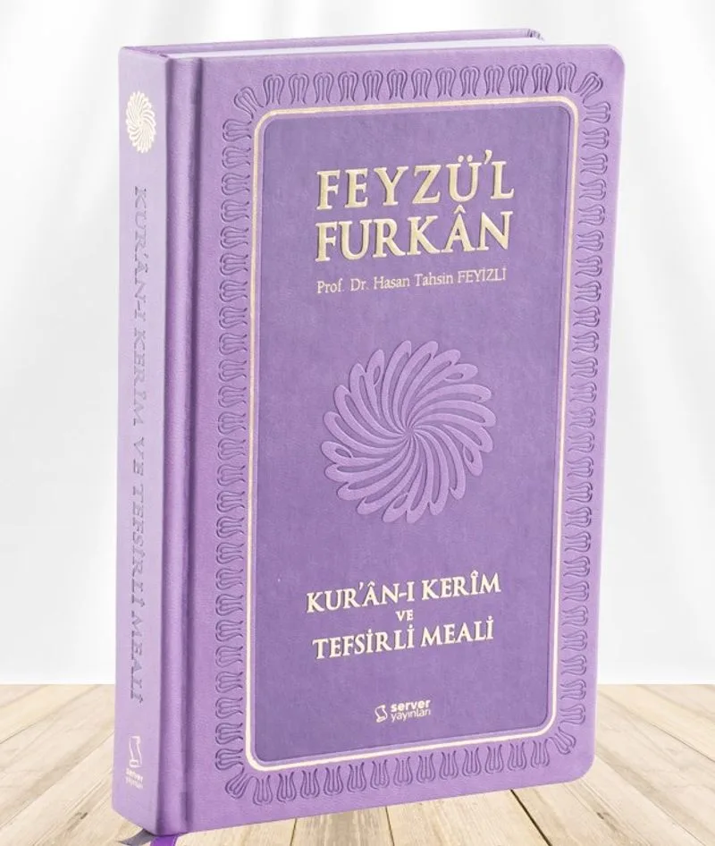 Feyzü'l Furkan Kur'an-ı Ker&icirc;m ve Tefsirli Meali (Büyük Boy - Mushaf ve Meal - Ciltli) Lila