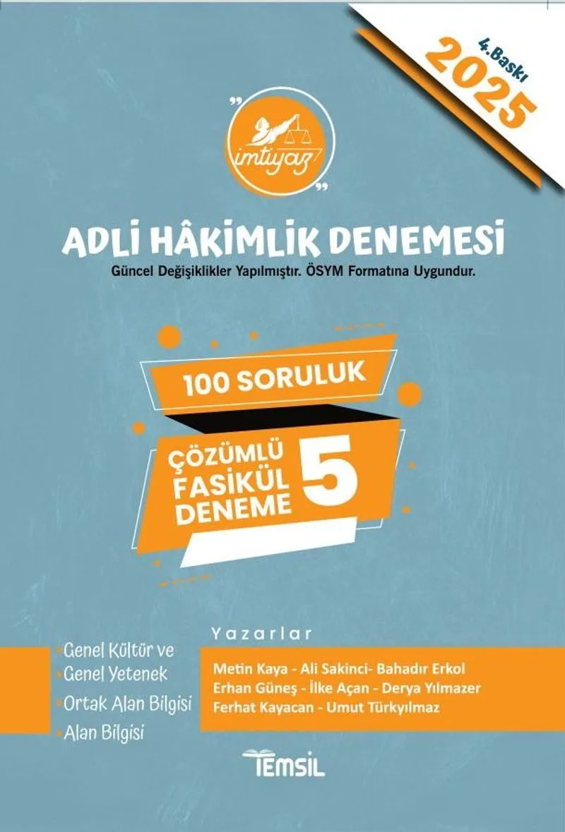 İmtiyaz Adli Hakimlik Sınavı Çözümlü 5 Deneme 2025
