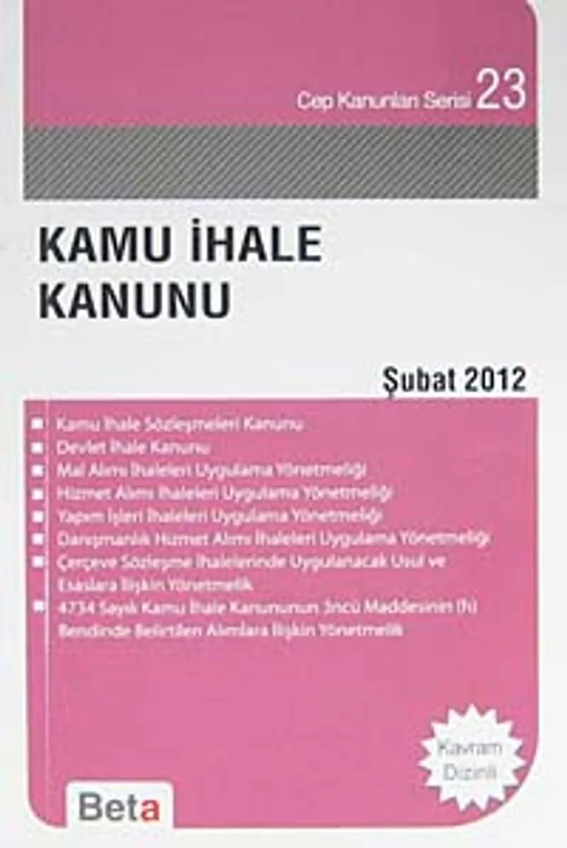 Kamu İhale Kanunu / Cep Kanunları Serisi 23