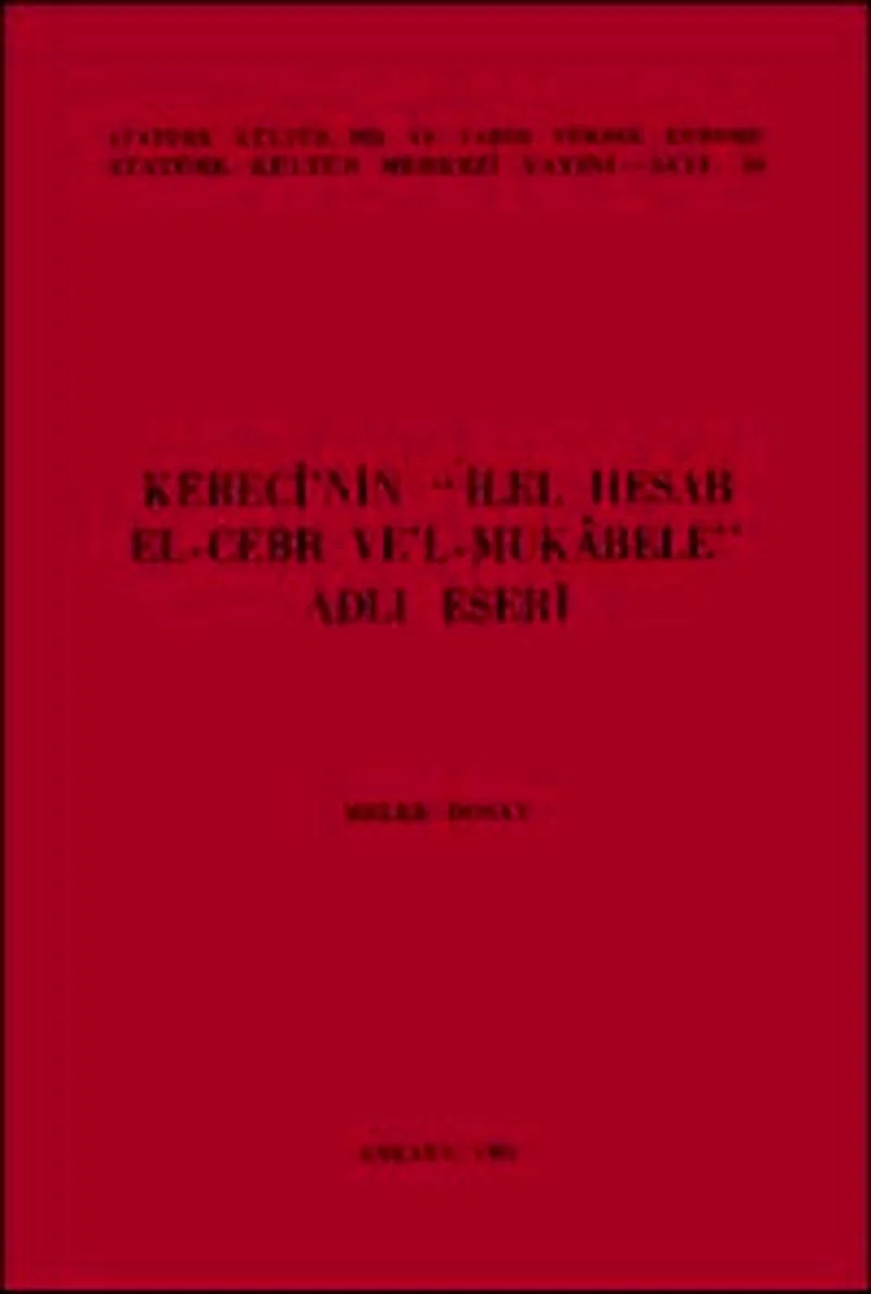 Kereci'nin İlel-Hesab El-Cebr ve'l-Mukabele Adlı Eseri