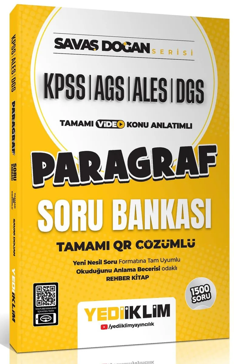 KPSS ALES DGS Savaş Doğan Serisi Paragraf Tamamı Video Konu Anlatımlı ve Tamamı QR Çözümlü Soru Bankası