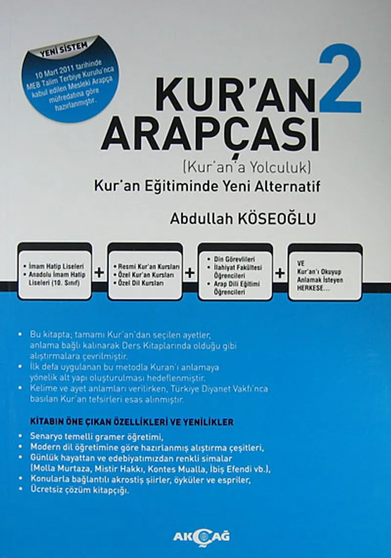 Kur'an Arapçası 2 +Kur'an Arapçası Çözüm Kitabı Kur'an Eğitiminde Yeni Alternatif