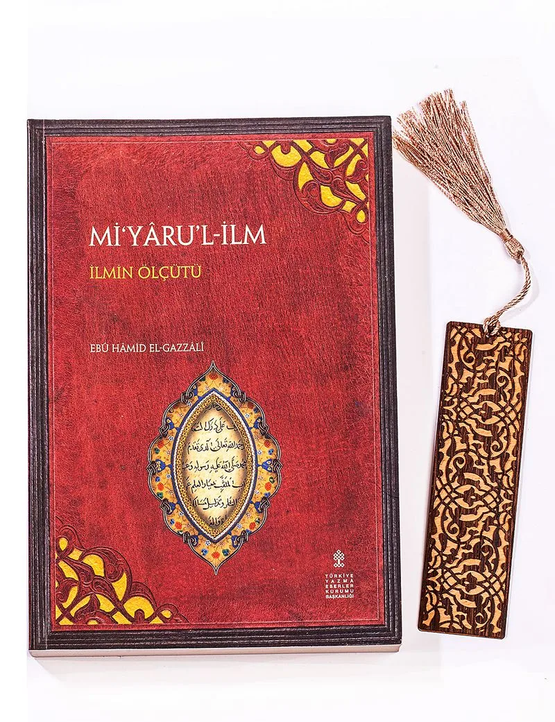 Mi&lsquo;yaru'l-İlm : İlmin Ölçütü + Ahşap Ayraç - Lale - Rölyef Cevizli