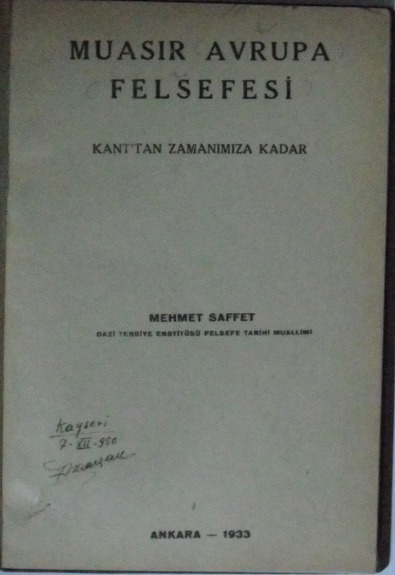 Muasır Avrupa Felsefesi / Kant'tan Zamanımıza Kadar Kod: 7-B-16