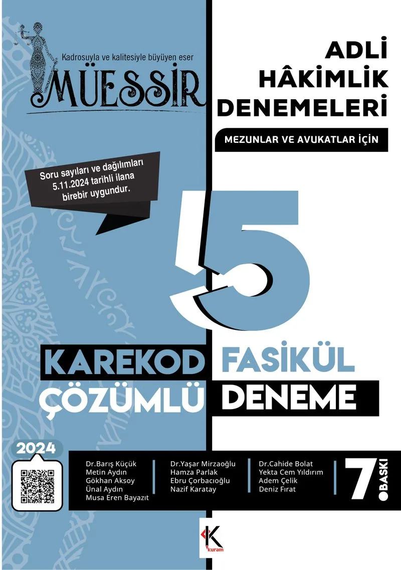 Müessir Adli Hakimlik Denemeleri 2024 Karekod Cözümlü