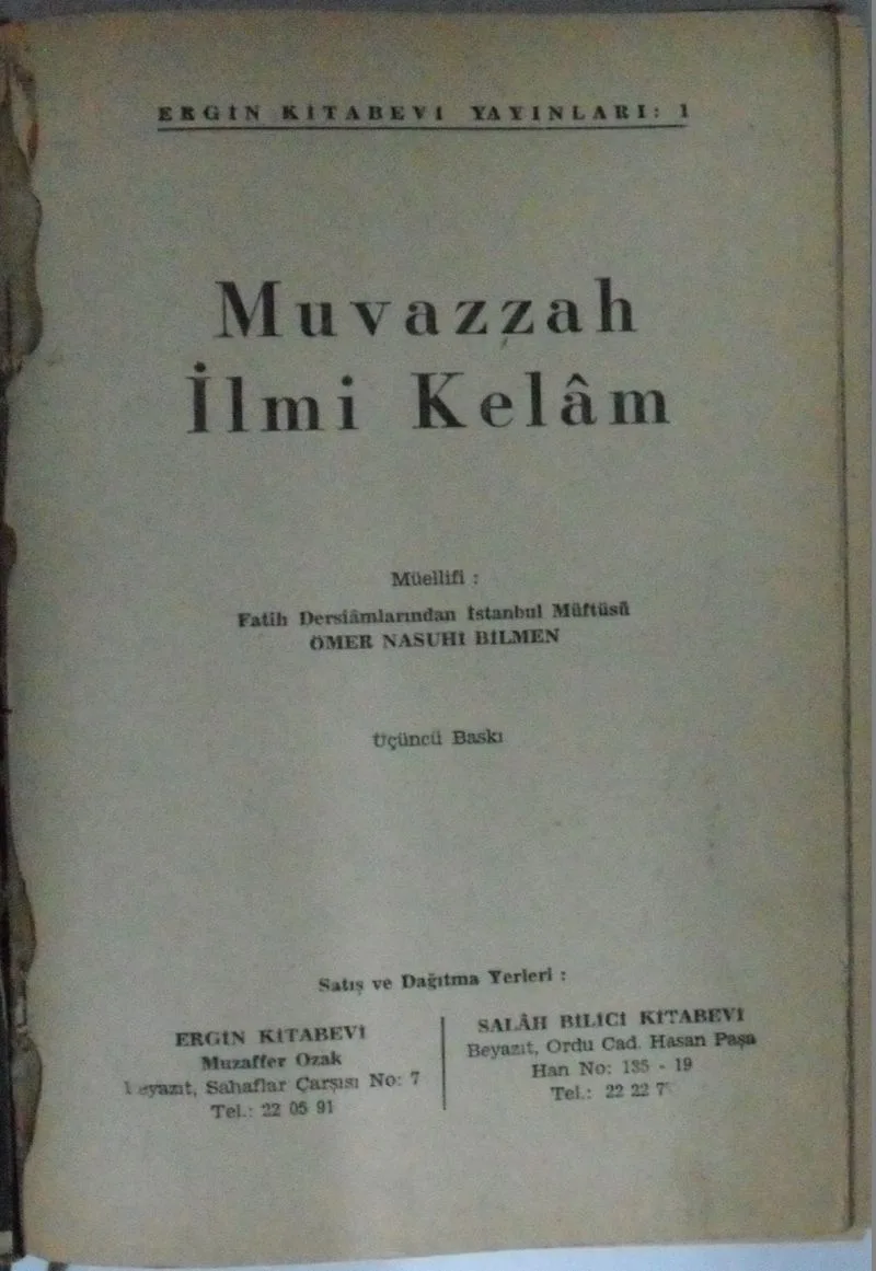 Muvazzah İlmi Kelam Kod: 11-D-9