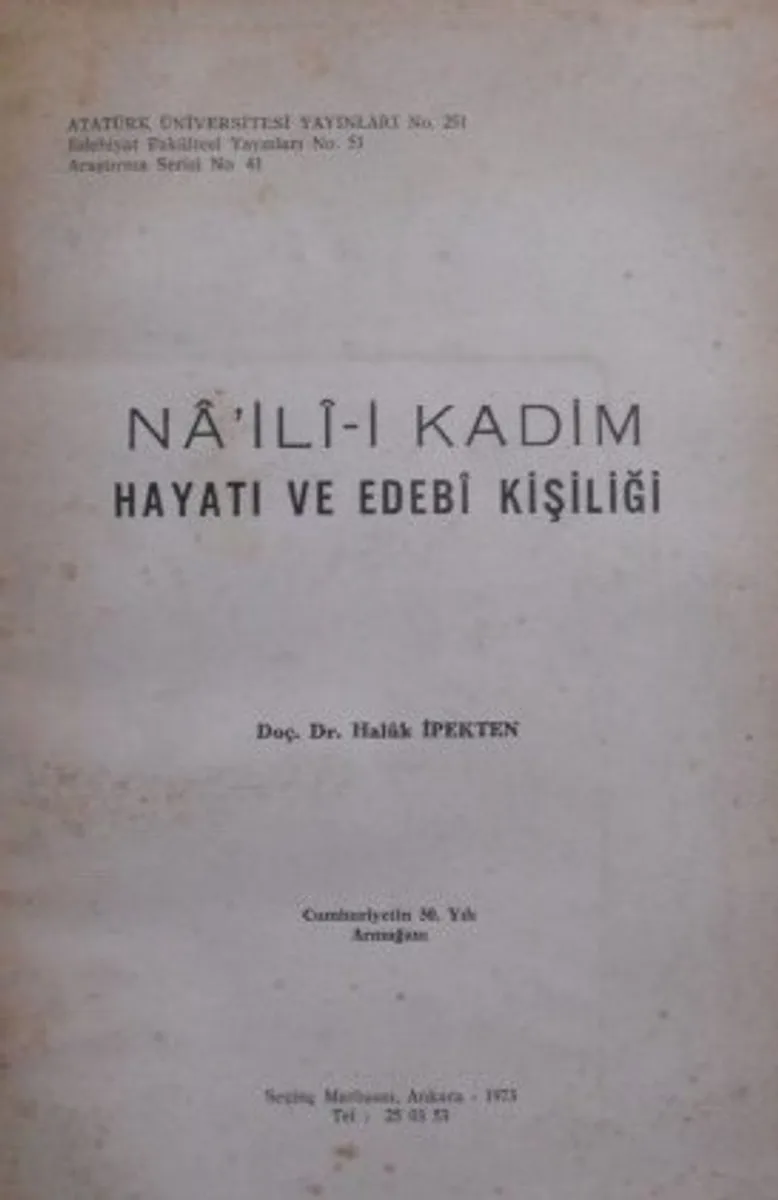 Nail-i Kadim Hayatı ve Edebi Kişiliği (Kod: 11-A-43)
