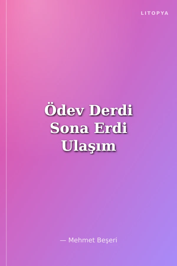 Ödev Derdi Sona Erdi Ulaşım