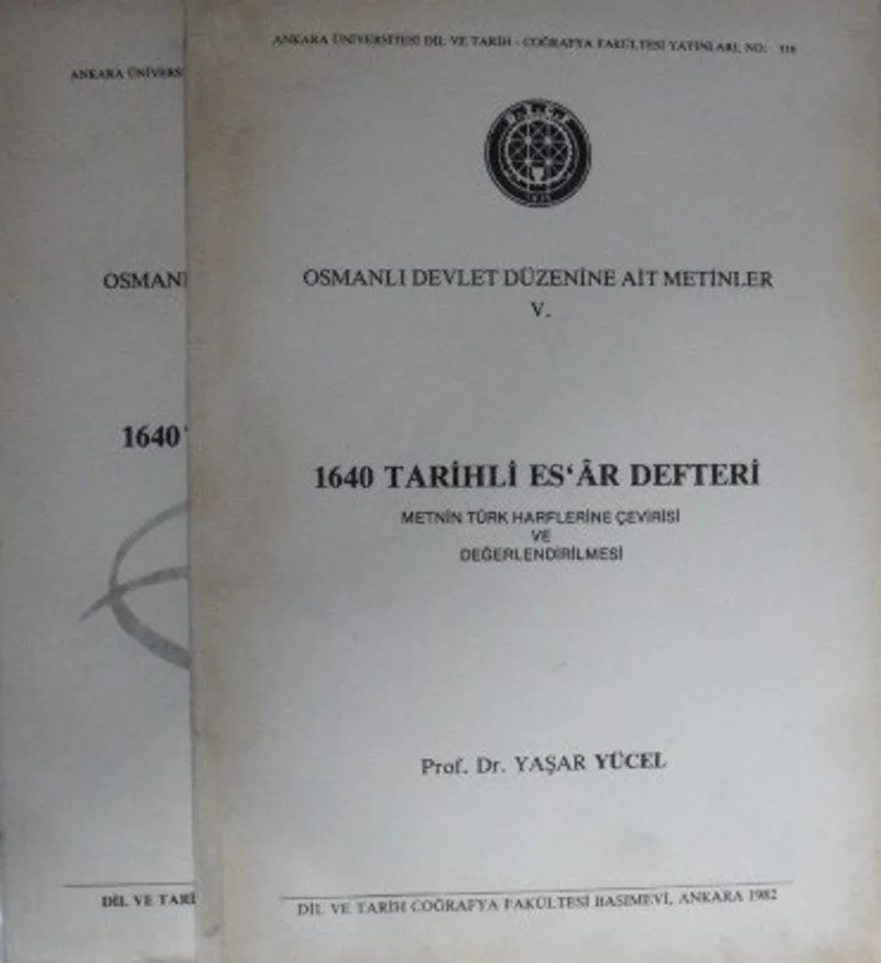 Osmanlı Devlet Düzenine Ait Metinler IV. 1640 Tarihli Es'ar Defteri/Değerlendirme ve Tıpkıbasım/2 cilt Takım/ 22-A-16