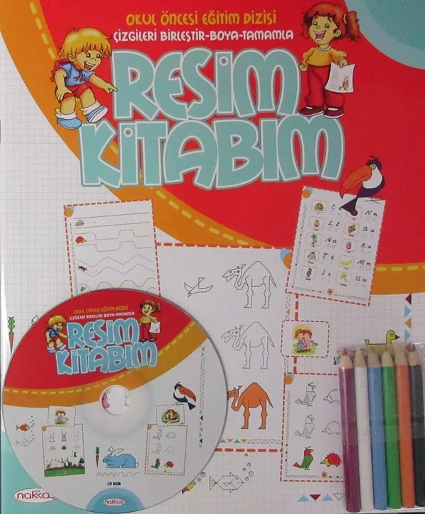 Resim Kitabım Okul Öncesi Eğitim Dizisi (Çizgileri Birleştir-Boya-Tamamla)