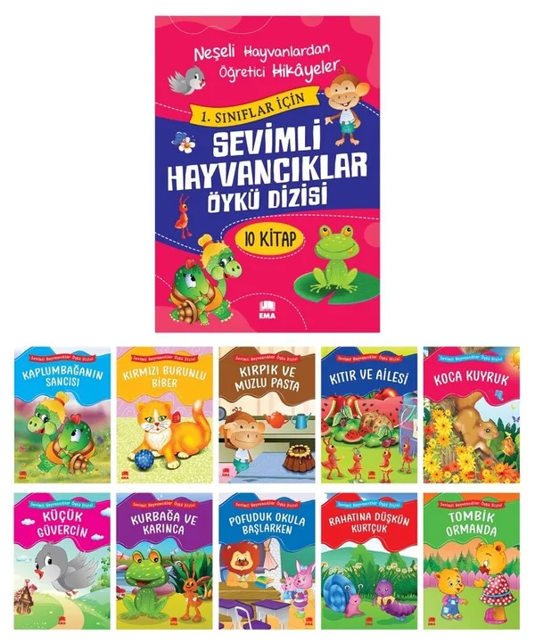 Sevimli Hayvancıklar Öykü Dizisi Düz Yazılı (10 Kitap Takım - Büyük Boy)