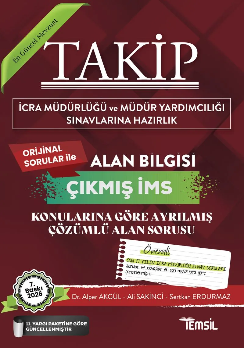 Takip İcra Müdürlüğü Alan Bilgisi Çıkmış Soru Bankası