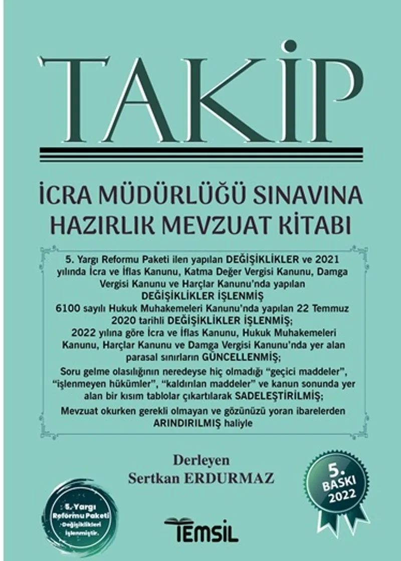 Takip İcra Müdürlüğü Sınavına Hazırlık Mevzuat Kitabı
