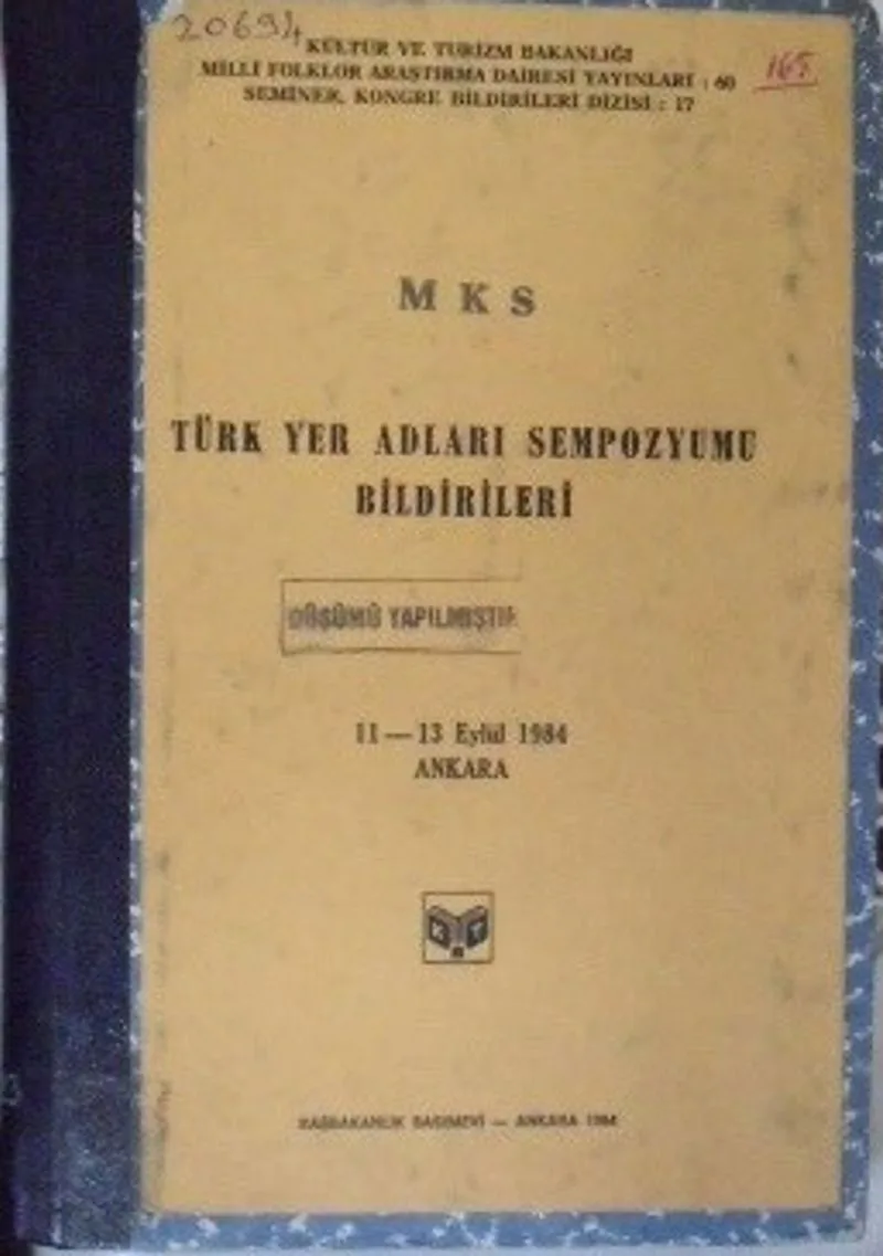 Türk Yer Adları Sempozyumu Bildirileri / 11-13 Eylül 1984 / 10-D-19