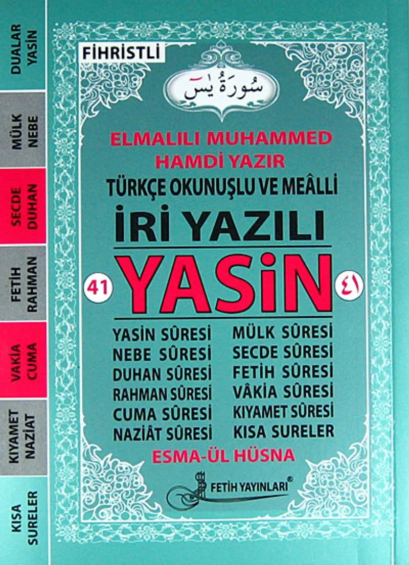 Türkçe Okunuşlu ve Mealli İri Yazılı Fihristli 41 Yasin Kod:F025 (11,5x15,5)