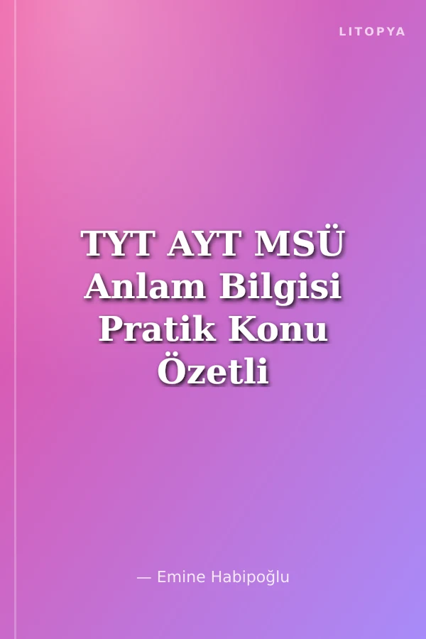 TYT AYT MSÜ Anlam Bilgisi Pratik Konu Özetli Soru Çözüm Taktikleri