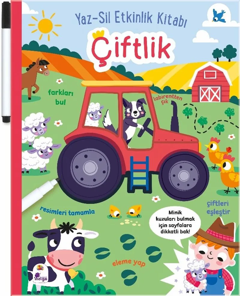 Yaz-Sil Etkinlik Kitabı Çiftlik (Kalemli)