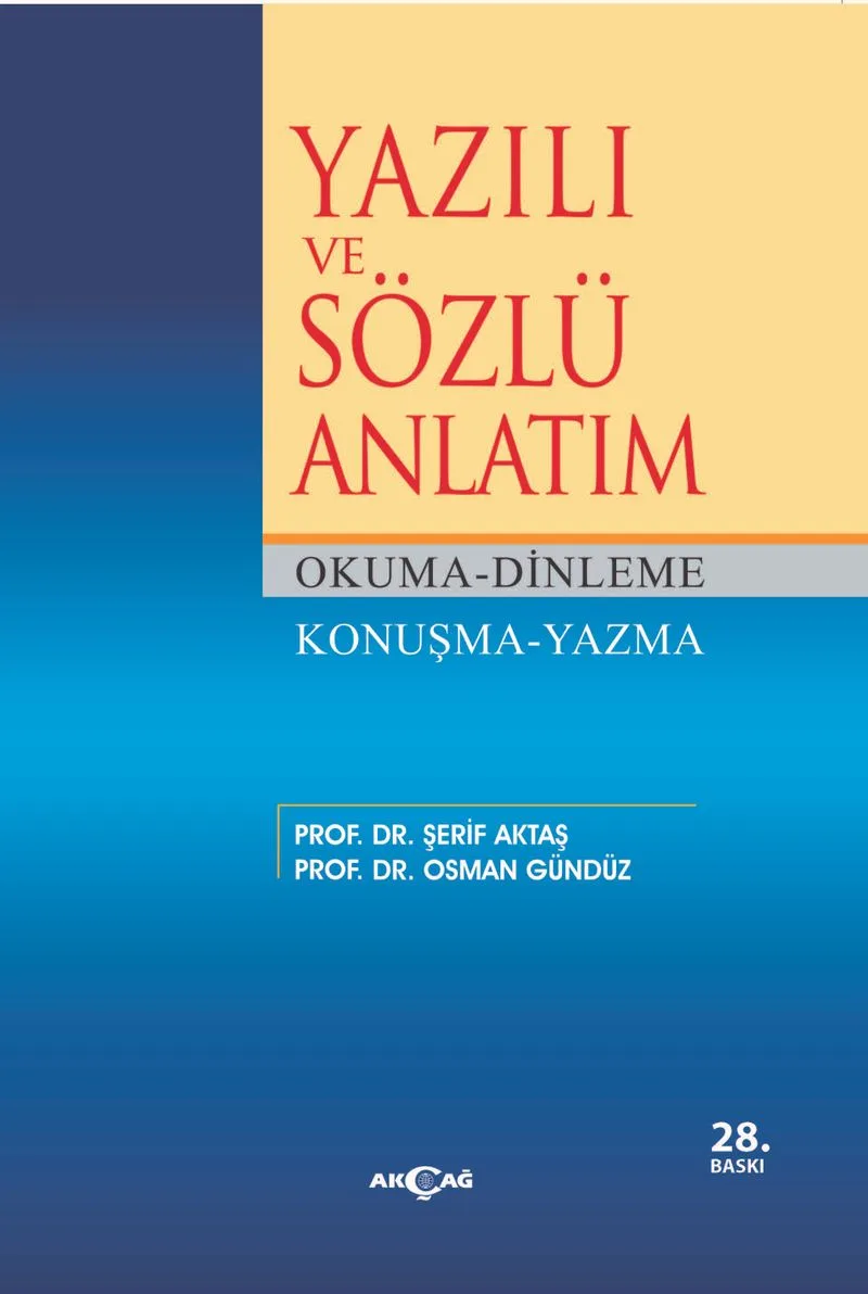 Yazılı ve Sözlü Anlatım Okuma-Dinleme Konuşma-Yazma