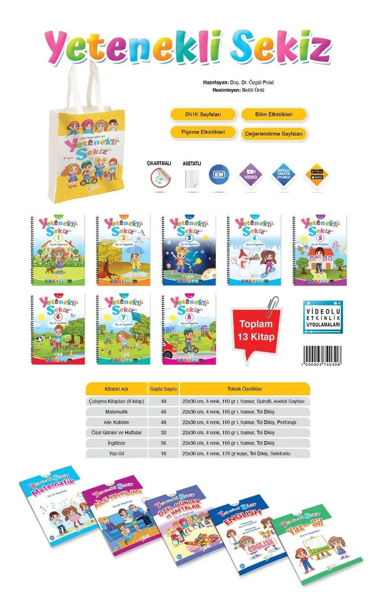 Yetenekli Sekiz 4+ Yaş Çantalı Set (13 Kitap)