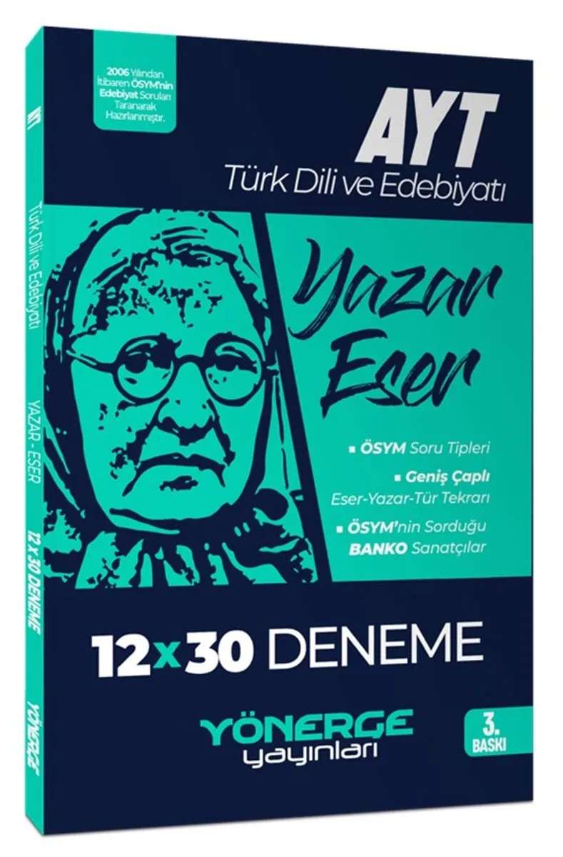 YKS AYT Türk Dili ve Edebiyatı Yazar Eser 12x30 Deneme