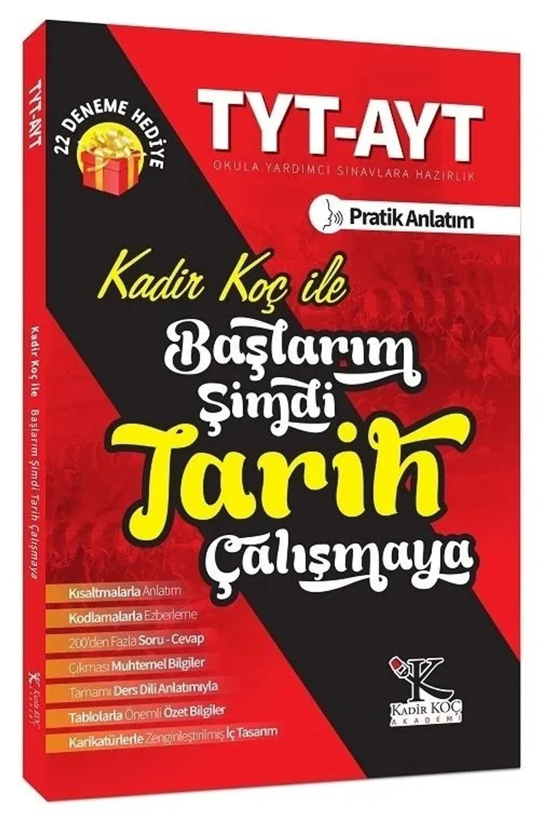 YKS TYT AYT Başlarım Şimdi Tarih Çalışmaya (22 Deneme İlaveli)